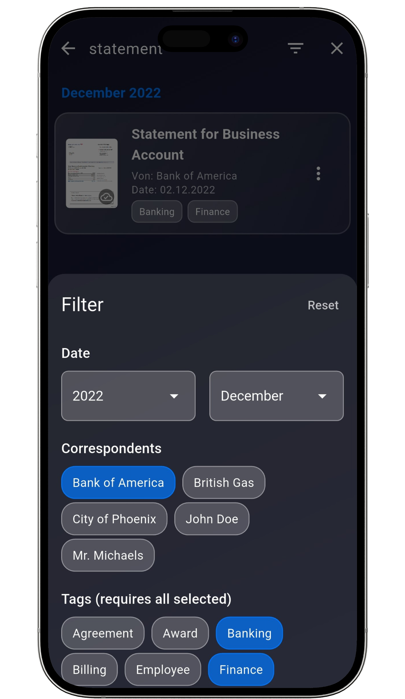 Find documents using powerful filters